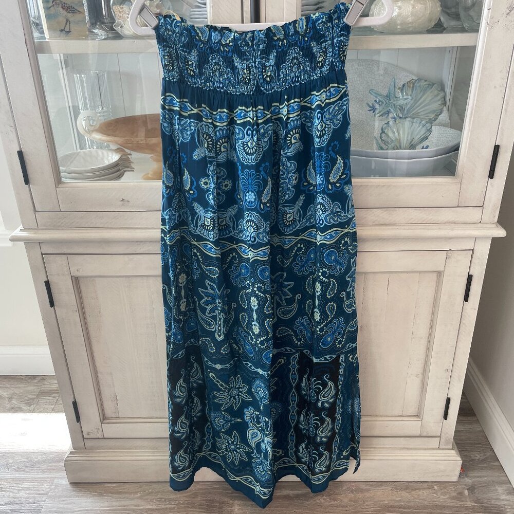 FARM RIO FLORAL MAXI SKIRT ANTHROPOLOGIE BLUES SIZE SMALL NWT